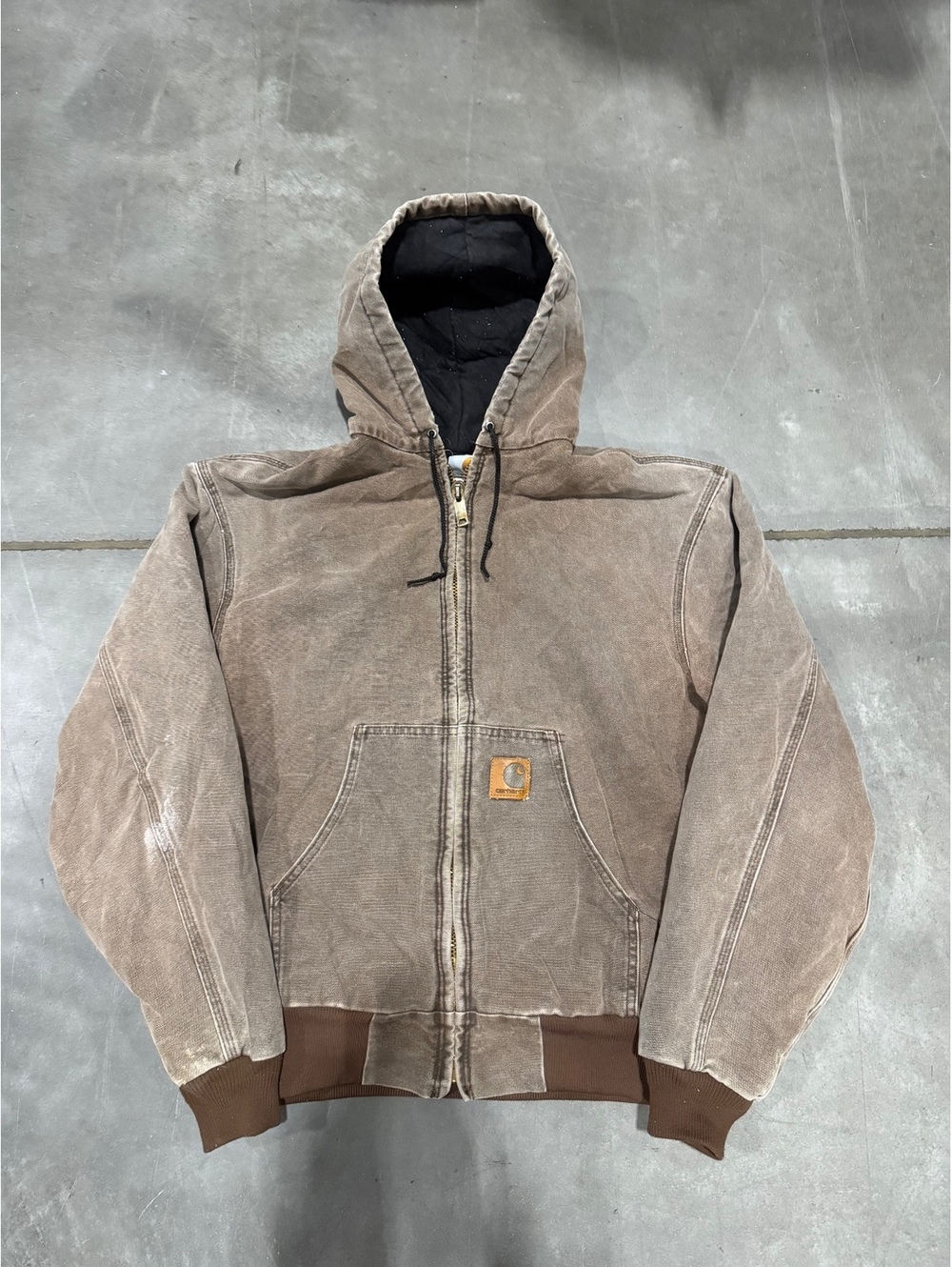 Vintage Carhartt J68 CHT Hooded Jacket Chestnut Brown Size Large